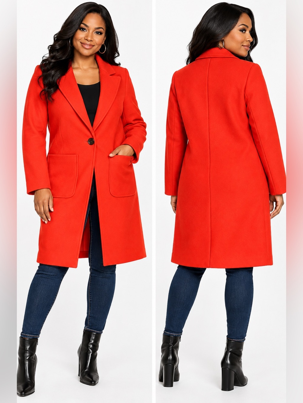 Gianni Bini Sammy Bright Red Wool Blend Long Coat Size S NWT